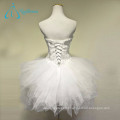 Lace Strapless Ball Gowns Knee Length Pearls Tiered Free Prom Dress